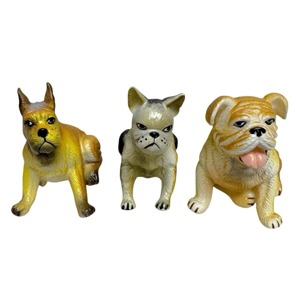 Vtg 1988 NEW-RAY‎ Dog Novelty Collectible Rubber Figurines Misc Breeds Lot Of 16